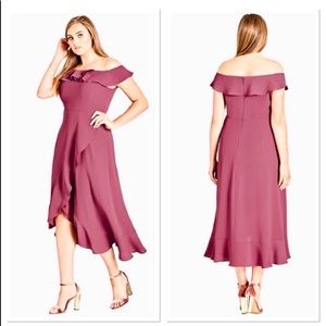 City Chic Off Shoulder Ruffle High Low Dress 22